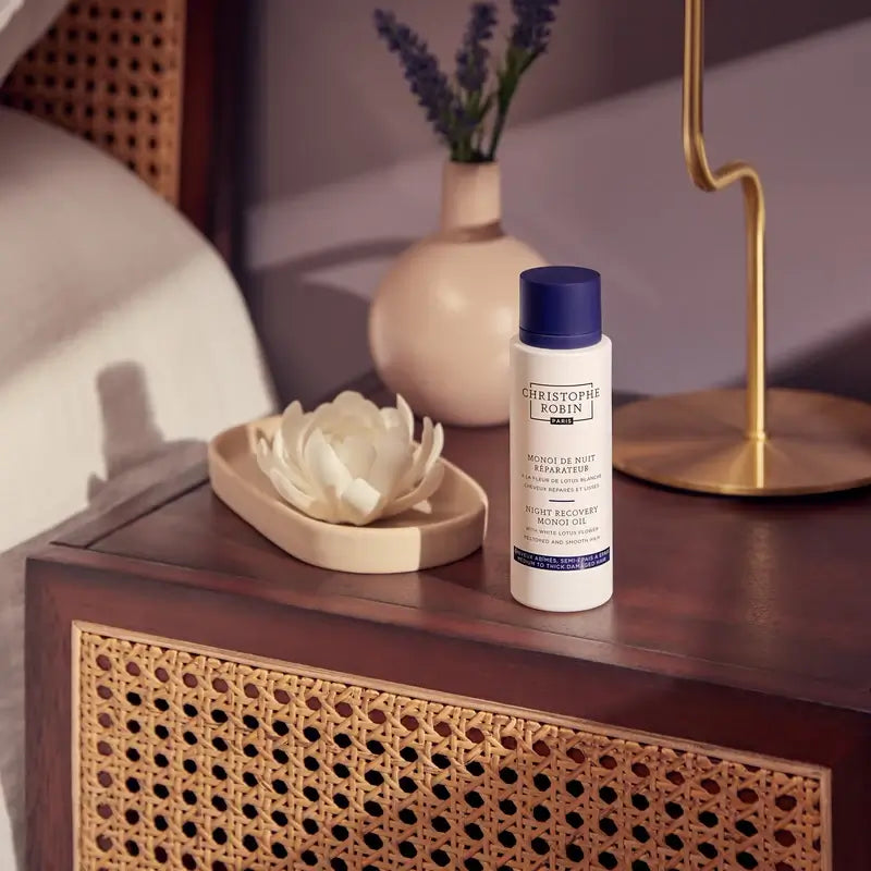 Christophe Robin Monoi Night Recovery Oil mit weißer Lotusblüte (feines bis normales Haar) , 96 ml