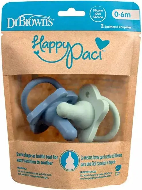 Silikon Schnuller 1 Stück Packung 2 Blau und Grün HappyPaci