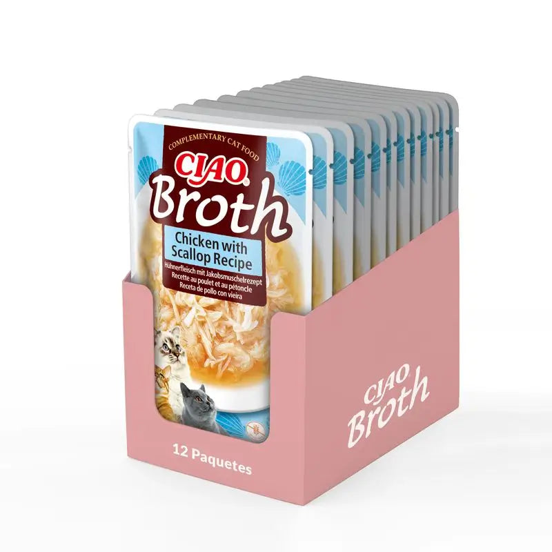 Churu Katzenbrühe Huhn & Jakobsmuschelsuppe im Sachet für Katzen, 12 x 40gr