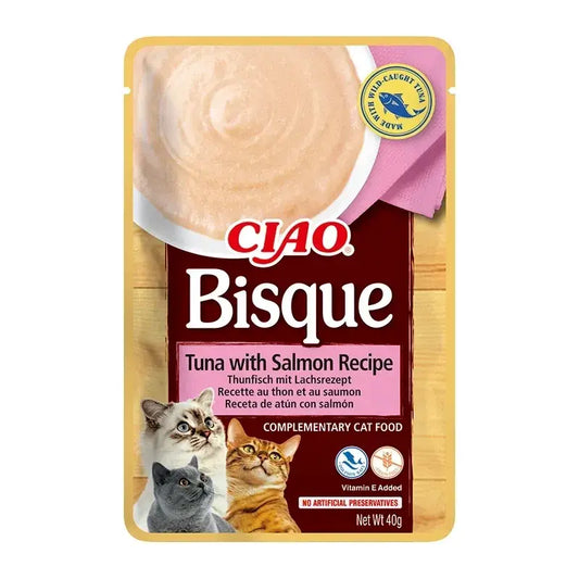 Churu Ciao Bisque Wet Cat Food – Tuna and Salmon Recipe, 12 x 40 g