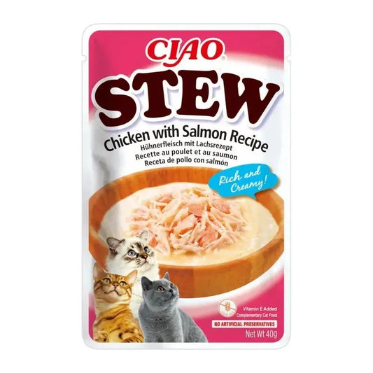 Churu Ciao Stew Wet Cat Food – Chicken and Salmon Recipe, 12 x 40 g