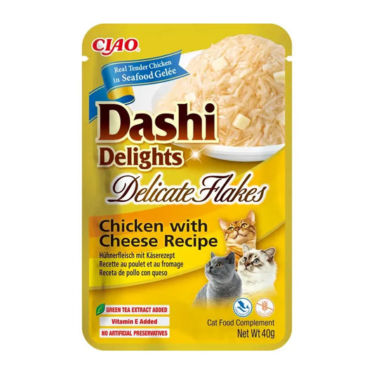 Churu Dashi Delights Wet Cat Food – Chicken and Cheese Flakes, 12 x 40 g