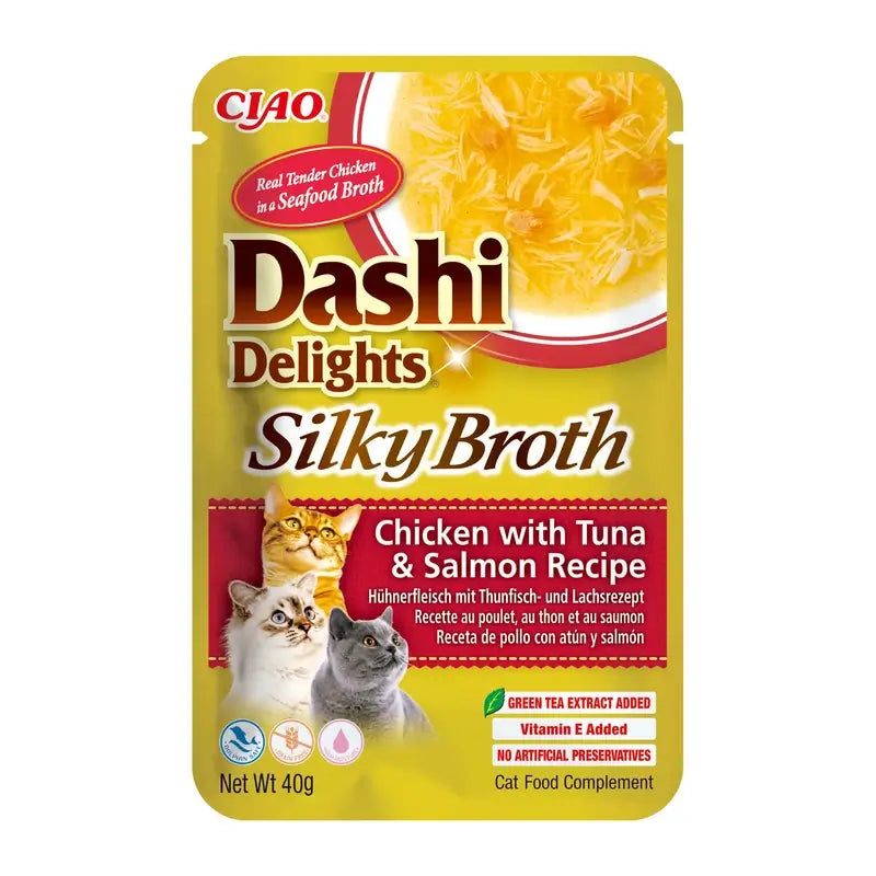Churu Dashi Delights Wet Cat Food: Chicken with Tuna and Salmon, 12 x 40 g