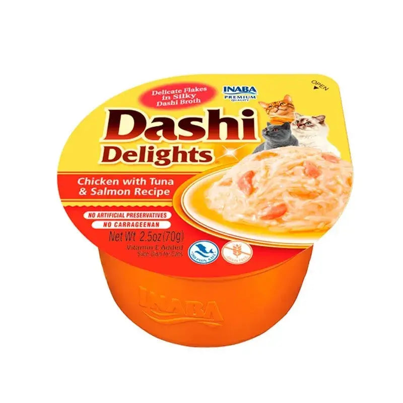 Churu Dashi Delights Wet Cat Food: Chicken with Tuna and Salmon, 6 x 70 g