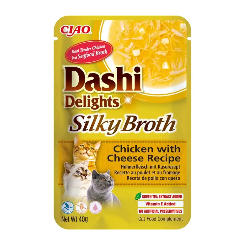 Churu Dashi Delights Wet Cat Food – Chicken and Cheese Flavour, 12 x 40 g