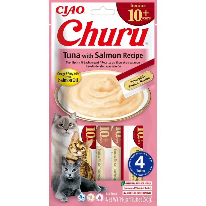 Churu Senior Creamy Cat Snack – Tuna and Salmon Recipe, 12 x 56 g