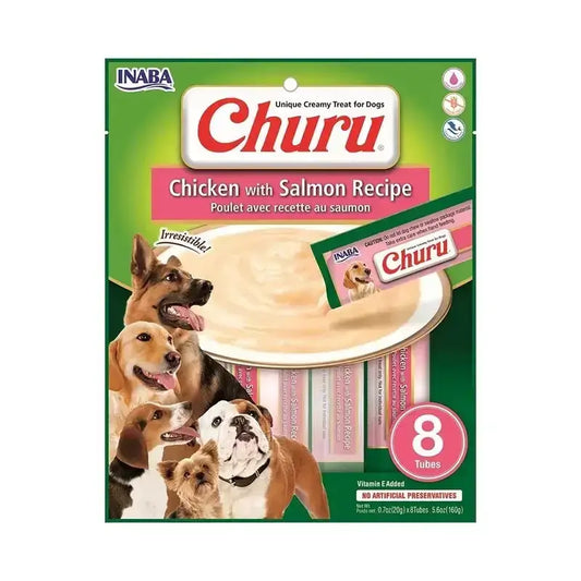 Churu Creamy Dog Snacks – Chicken and Salmon Flavour, 8 x 160 g