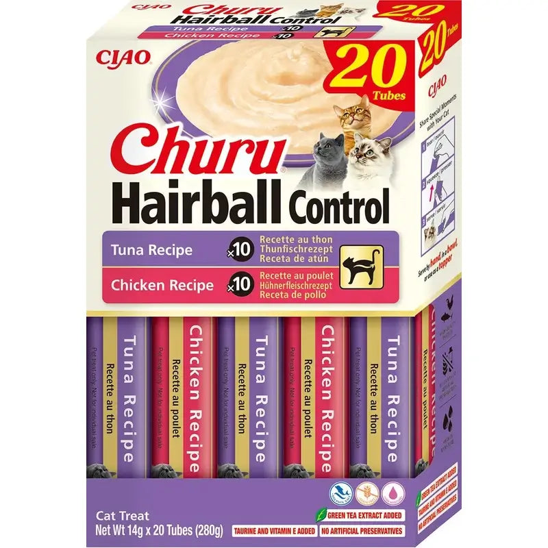 Churu Hairball Control Creamy Cat Snack Varieties, 20 pieces