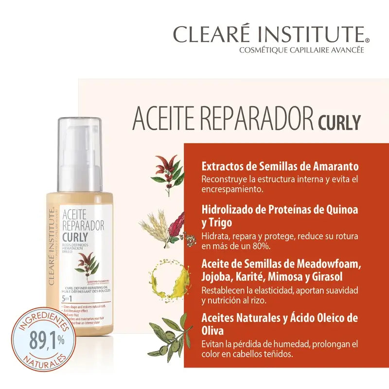 Clearé Institute Curly Hair Curly Method Feuchtigkeitsspendendes Öl 50 Ml