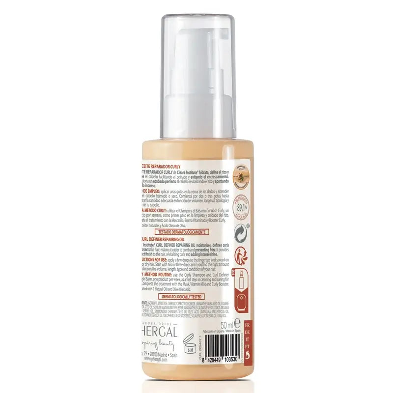 Clearé Institute Curly Hair Curly Method Feuchtigkeitsspendendes Öl 50 Ml