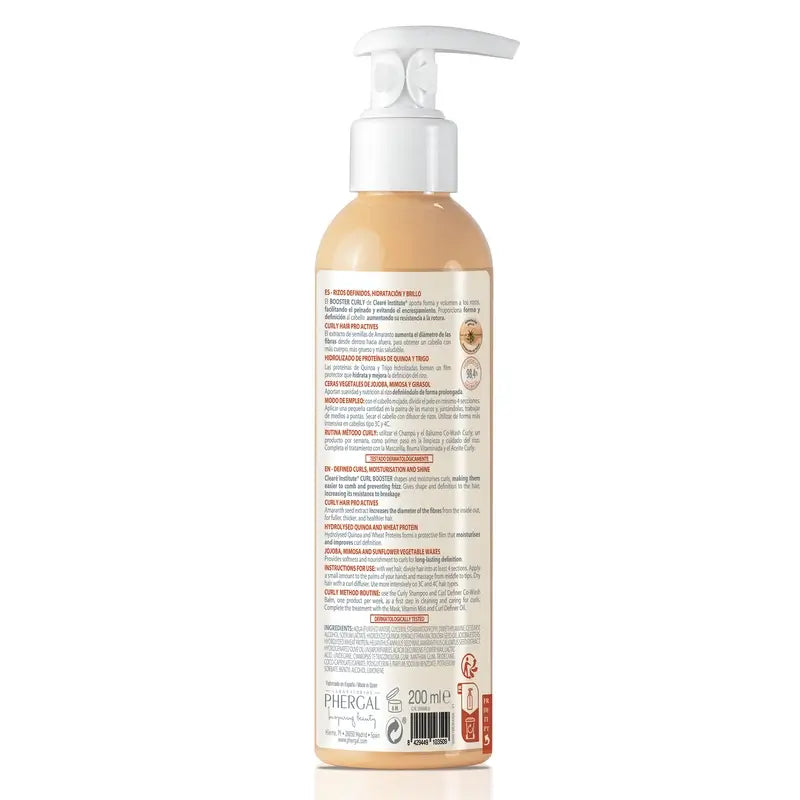 Clearé Institute Booster Curly Hair Styling Methode Curly Hair Styling Cream 200 Ml