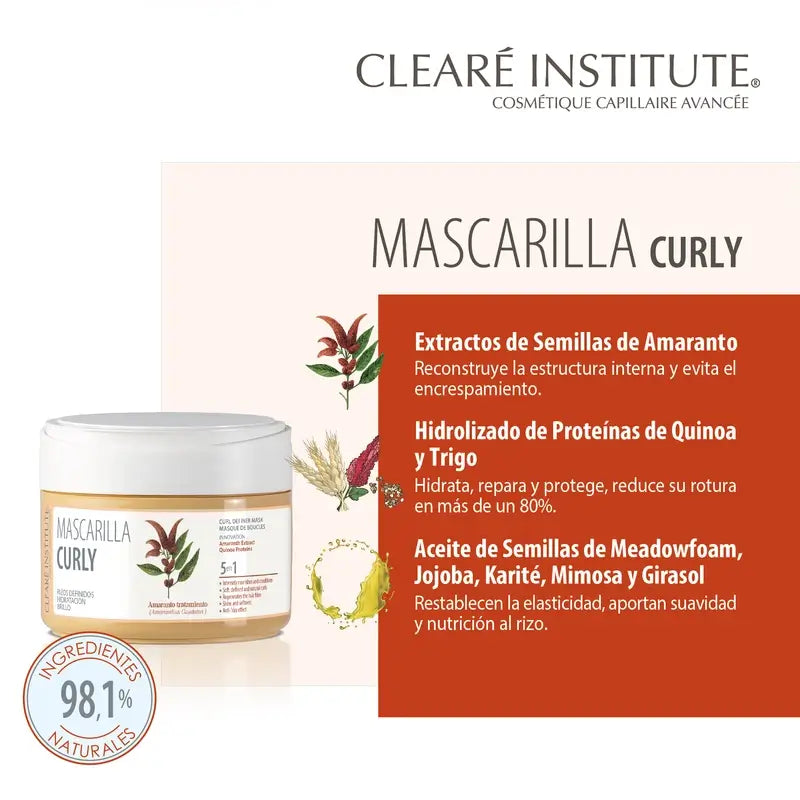 Clearé Institute Lockiges Haar Lockenmethode Maske 300 Ml