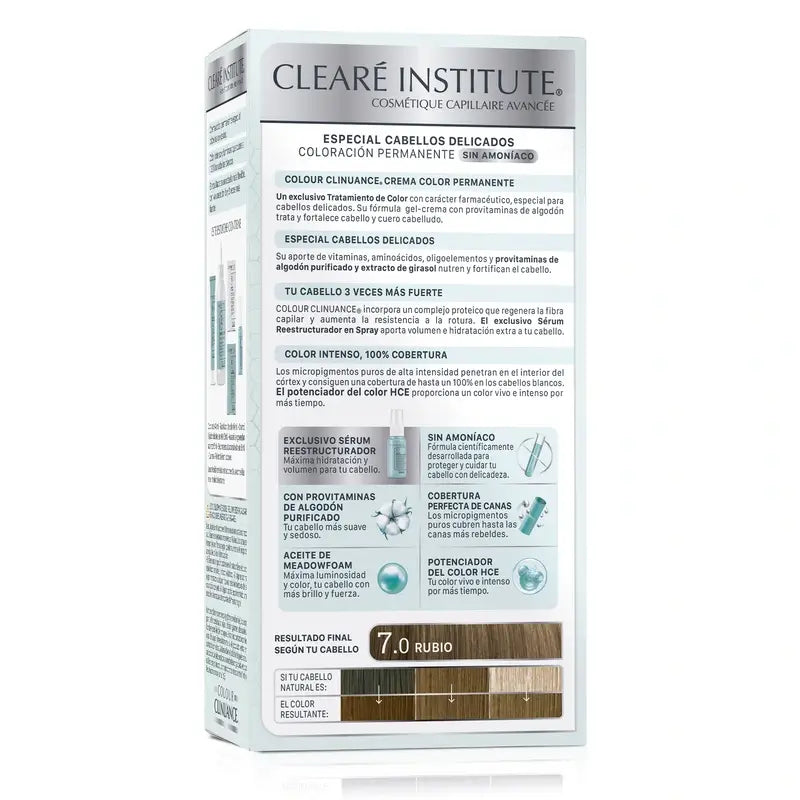 Clearé Institut Farbe Clinuance Ammoniakfreie permanente Farbe 7.0 Blond