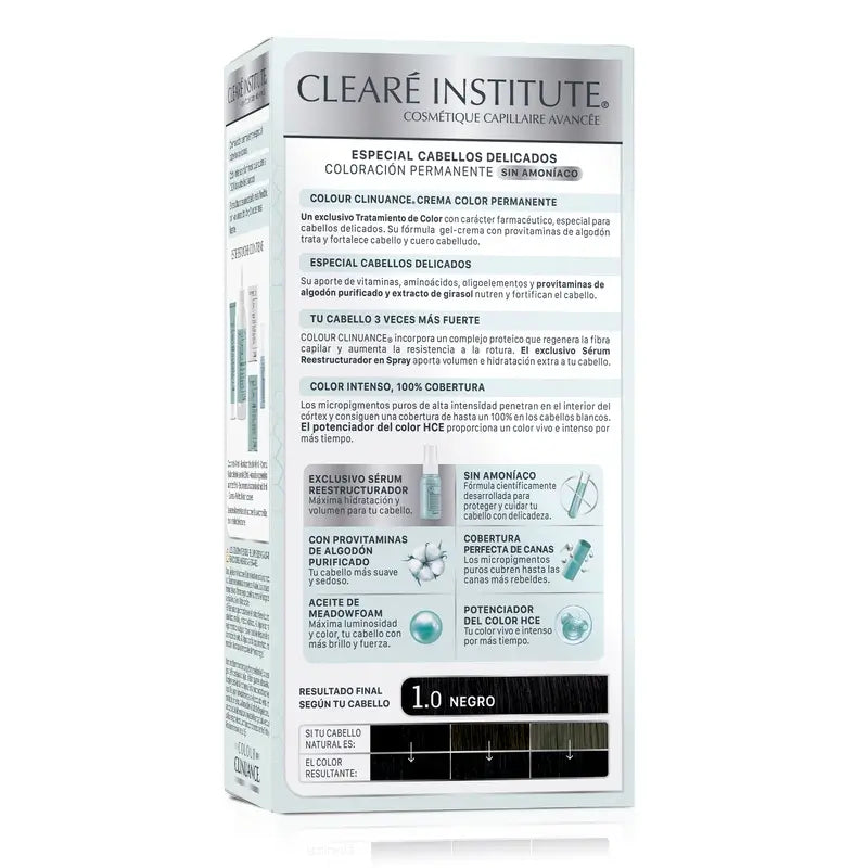 Clearé Institut Farbe Clinuance Ammoniakfreie permanente Farbe 1.0 Schwarz