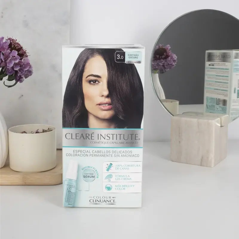 Clearé Institut Farbe Clinuance Ammoniakfreie permanente Farbe 3.0 Dunkelbraun