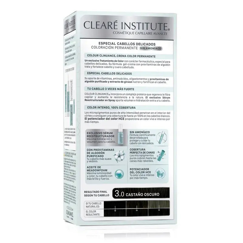 Clearé Institut Farbe Clinuance Ammoniakfreie permanente Farbe 3.0 Dunkelbraun