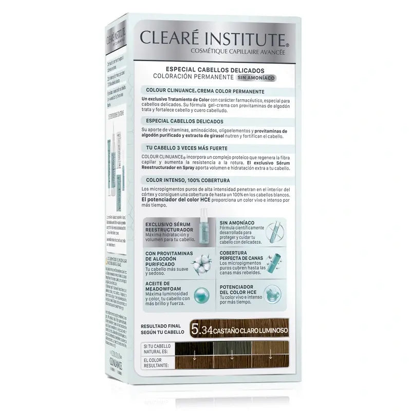 Clearé Institut Farbe Clinuance Ammoniakfreie permanente Färbung 5.34 Hellbraun leuchtend