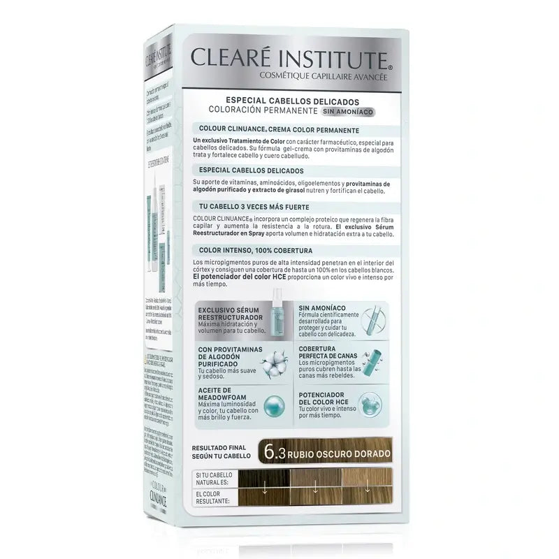 Clearé Institute Colour Clinuance Ammoniakfreie permanente Farbe 6.3 Dunkles Goldblond