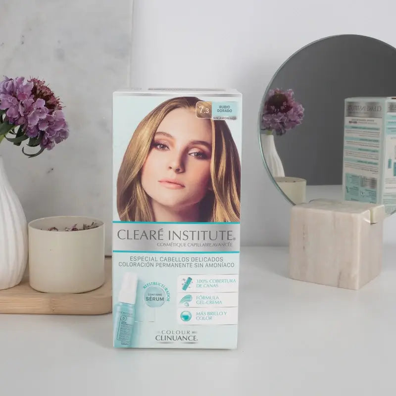 Clearé Institut Farbe Clinuance Ammoniakfreie permanente Farbe 7.3 Goldenes Blond