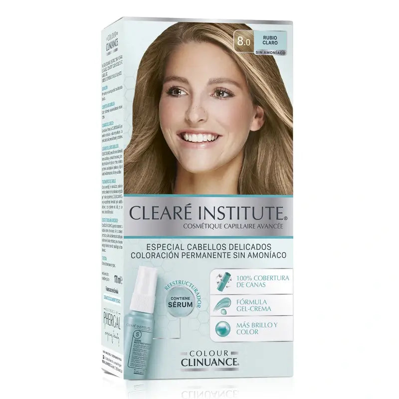 Clearé Institut Farbe Clinuance Ammoniakfreie permanente Farbe 8.0 Hellblond