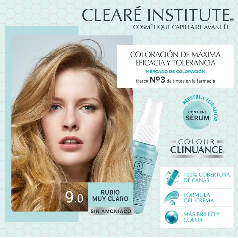 Clearé Institute Colour Clinuance Ammoniakfreie permanente Farbe 9.0 Sehr helles Blond