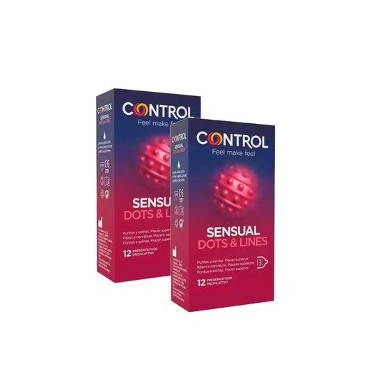 Control Sensual Dots & Line Condoms, 12-pack, pack of 2