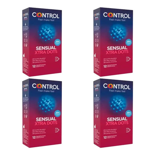Control Sensual Xtra Dots Condoms, 12-pack, pack of 4