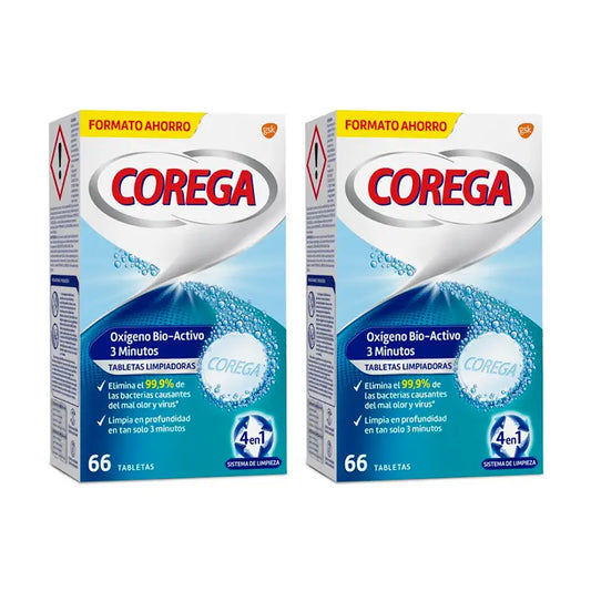 Corega Duplo 3 Minuten Reinigung Zahnprothese, 2 x 66 Tabletten