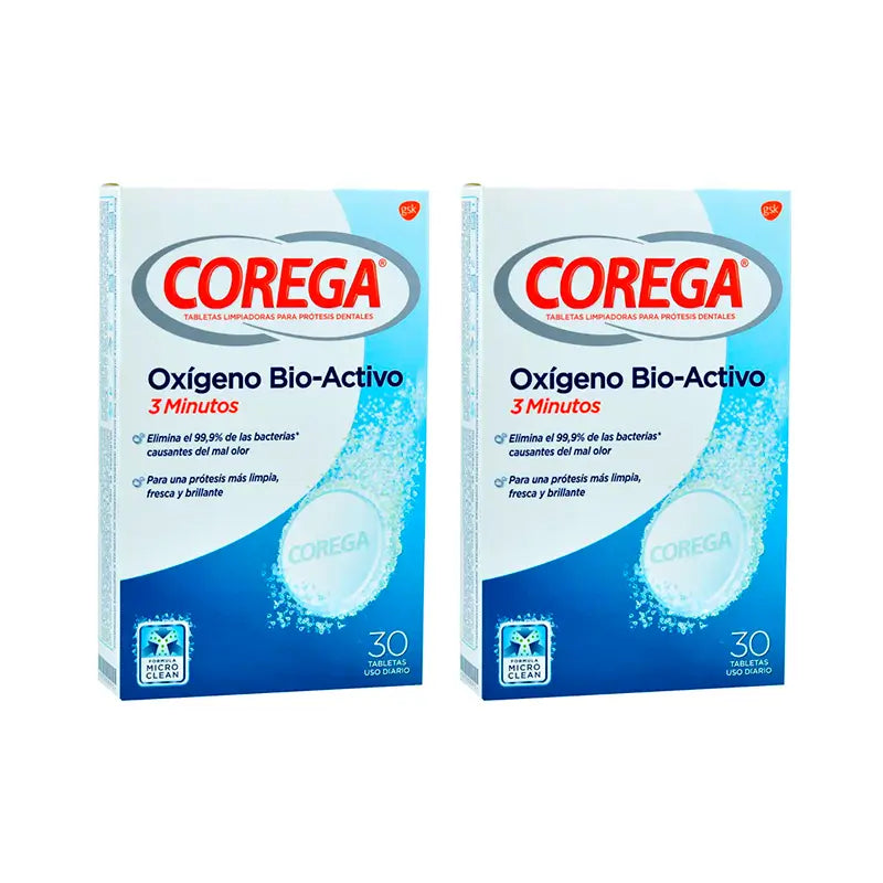 Corega Duplo Total Action Reinigung für Prothesen, 2 x 30 Tabletten