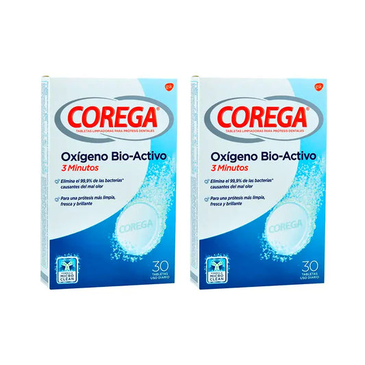 Corega Duplo Total Action Reinigung für Prothesen, 2 x 30 Tabletten