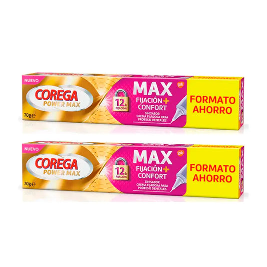 Corega Duplo Max Fixing + Comfort Fixing Creme für Zahnersatz, 2 x 70 gr