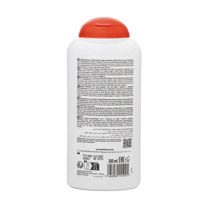 Corine De Farme 2 In 1 Duschgel Körper & Haar Kinder Erdbeere , 300 ml