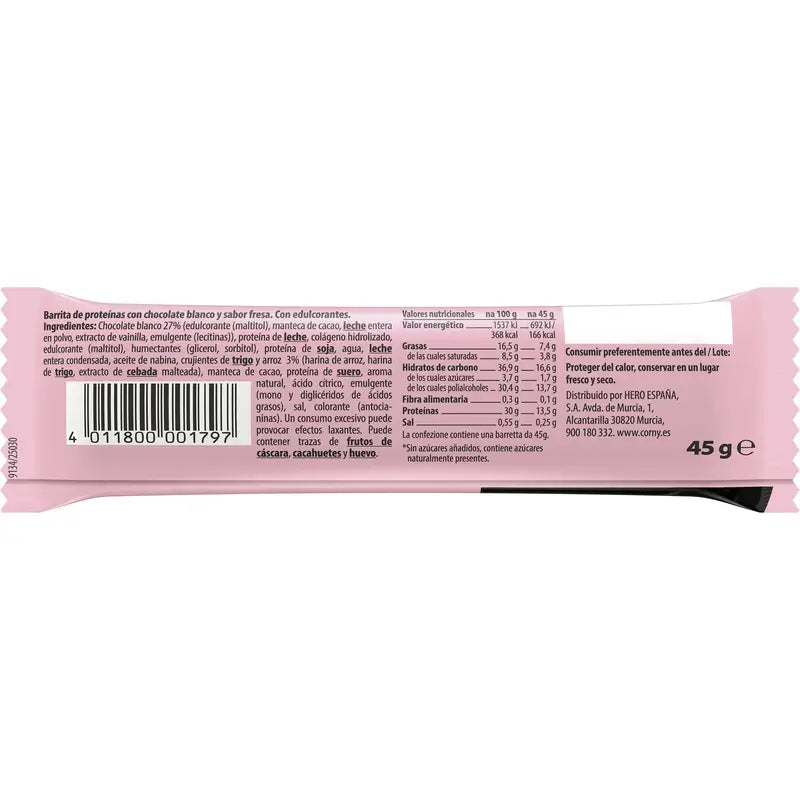 Corny Protein Soft White Chocolate & Strawberry , 45 Gramm