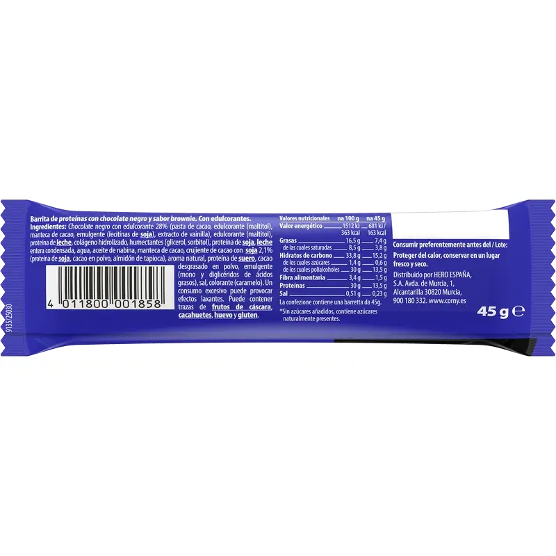 Corny Protein Soft Dark Chocolate Choco Brownie, 45 Gramm