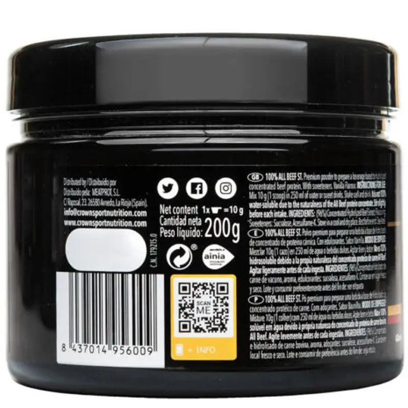 Crown Sport Nutrition 100% Rindfleisch Vanille , 200 g (20 Portionen)