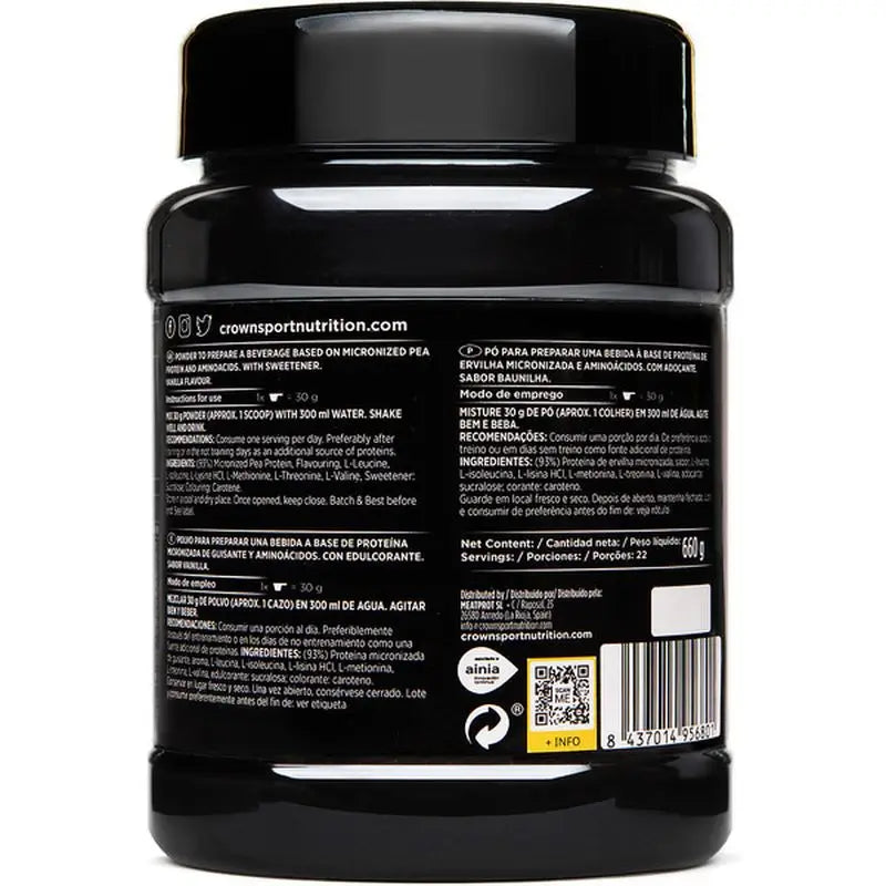 Crown Sport Nutrition Veganes Protein+ Vanille , 660g (22 Portionen)