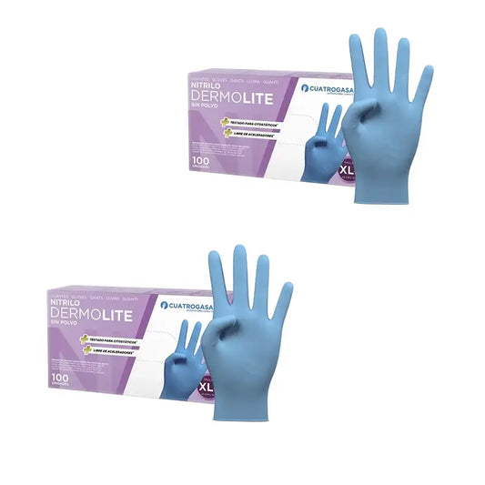 Cuatrogasa Cuatrogasa Dermolite Powder Free Nitril Handschuhe Blau Größe Xl, 2X100 Einheiten