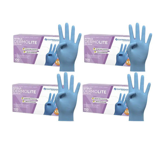 Cuatrogasa Cuatrogasa Dermolite Powder Free Nitril Handschuhe Blau Größe Xs, 4X100 Einheiten