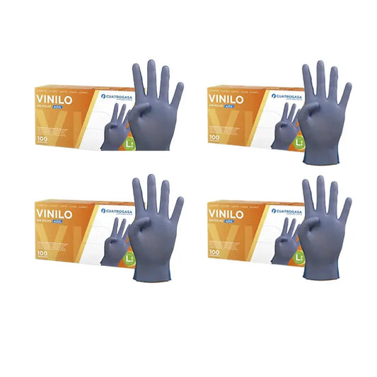 Cuatrogasa Cuatrogasa Puderfreie Vinyl Handschuhe Blau Größe L, 4X100 Stück