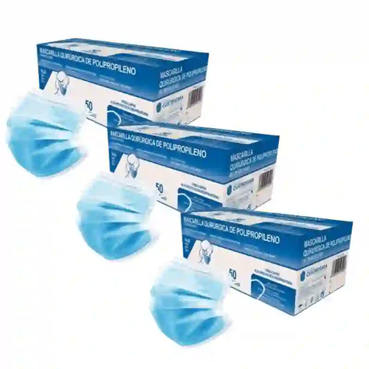 Cuatrogasa Cuatrogasa 3 Schicht blau Polypropylen Maske, 3X50 Einheiten