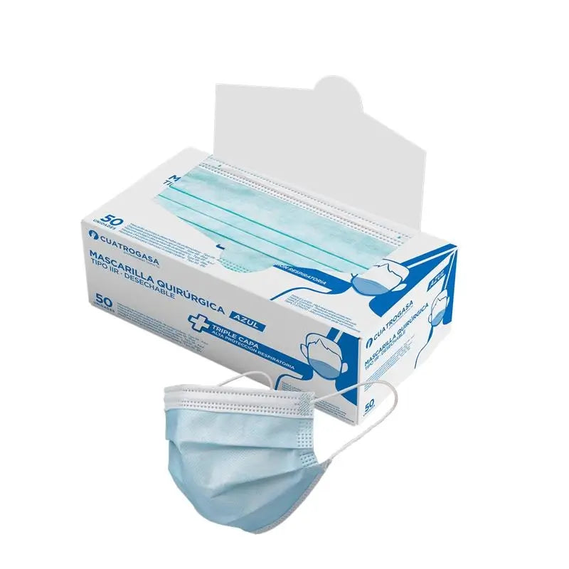 Cuatrogasa Dreischichtige chirurgische Maske, 50 Stück