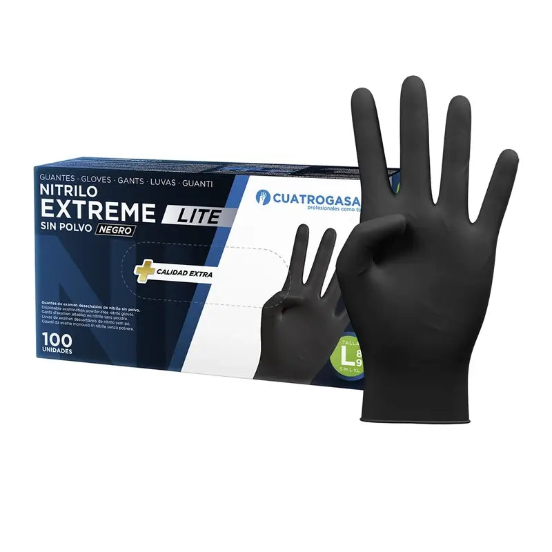 Cuatrogasa Nitril-Handschuhe Extreme Lite Schwarz L, 100 Stück