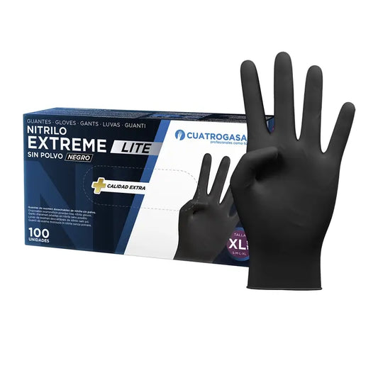 Cuatrogasa Nitril-Handschuhe Extreme Lite Schwarz Xl, 100 Stück