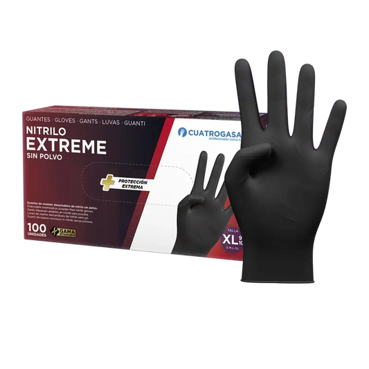 Cuatrogasa Extreme Nitril-Handschuhe Schwarz Xl, 100 Stück