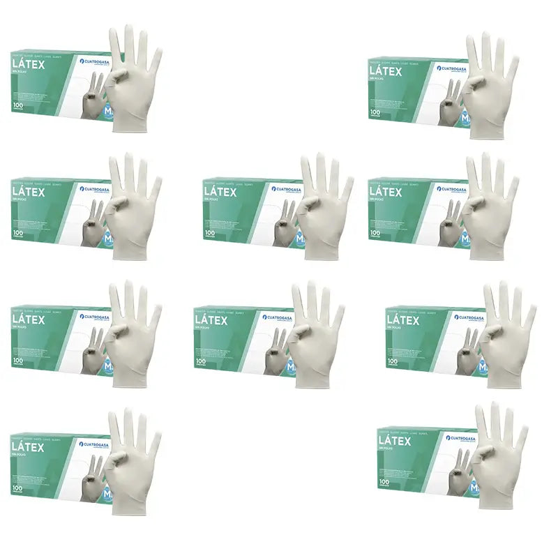 Cuatrogasa Latex Puderfreie Handschuhe Weiß Größe M, 10X100 Stück