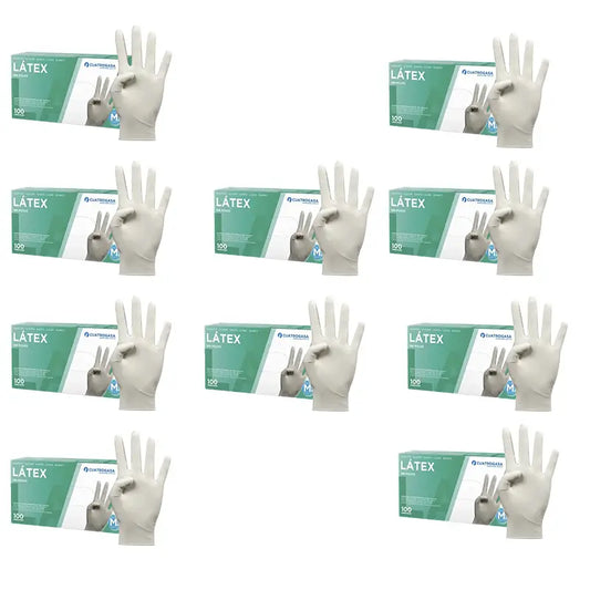 Cuatrogasa Latex Puderfreie Handschuhe Weiß Größe M, 10X100 Stück