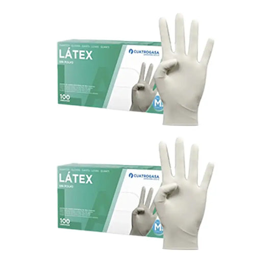 Cuatrogasa Latex Puderfreie Handschuhe Weiß Größe M, 2X100 Stück