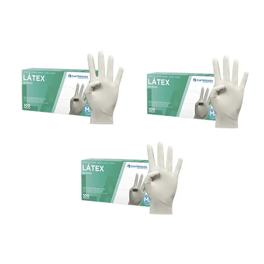 Cuatrogasa Latex Puderfreie Handschuhe Weiß Größe M, 3X100 Stück