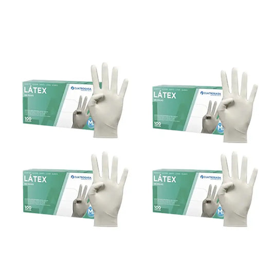 Cuatrogasa Latex Puderfreie Handschuhe Weiß Größe M, 4X100 Stück