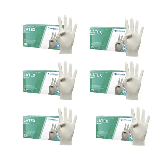 Cuatrogasa Latex Puderfreie Handschuhe Weiß Größe M, 6X100 Stück